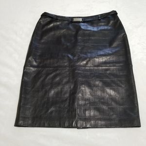 Linda Allard Ellen Tracy Black Leather Skirt/Belt